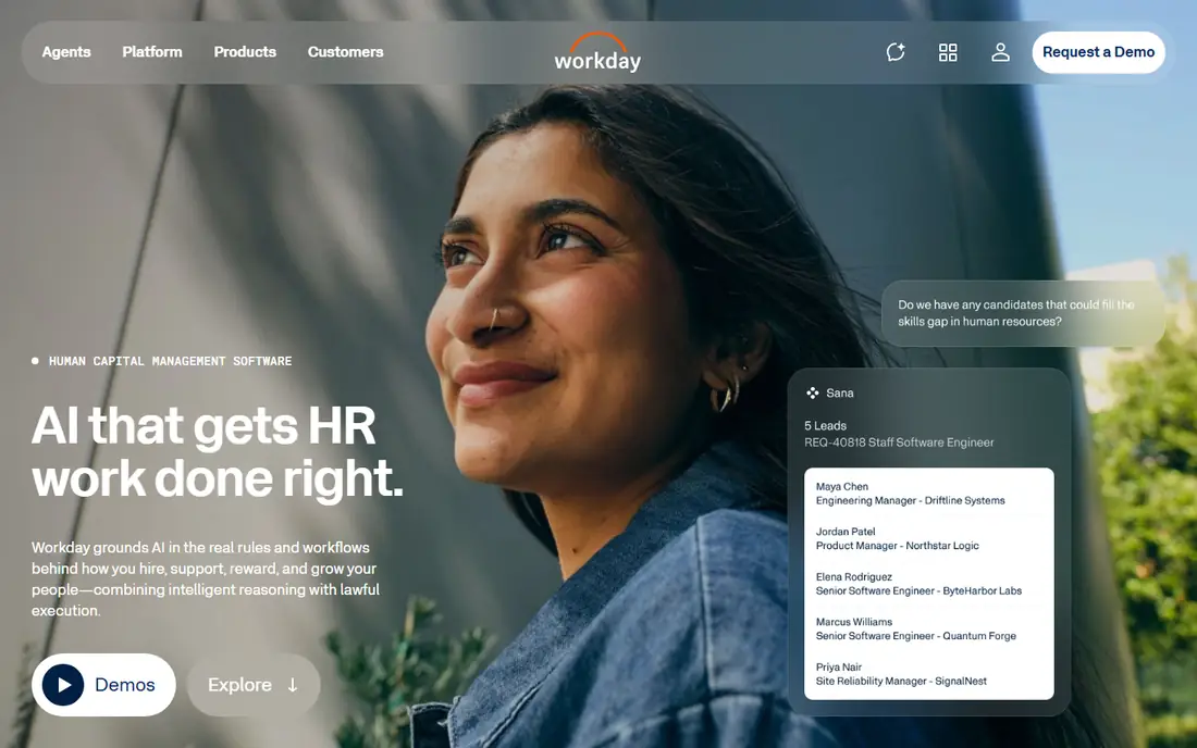 Workday HCM homepage