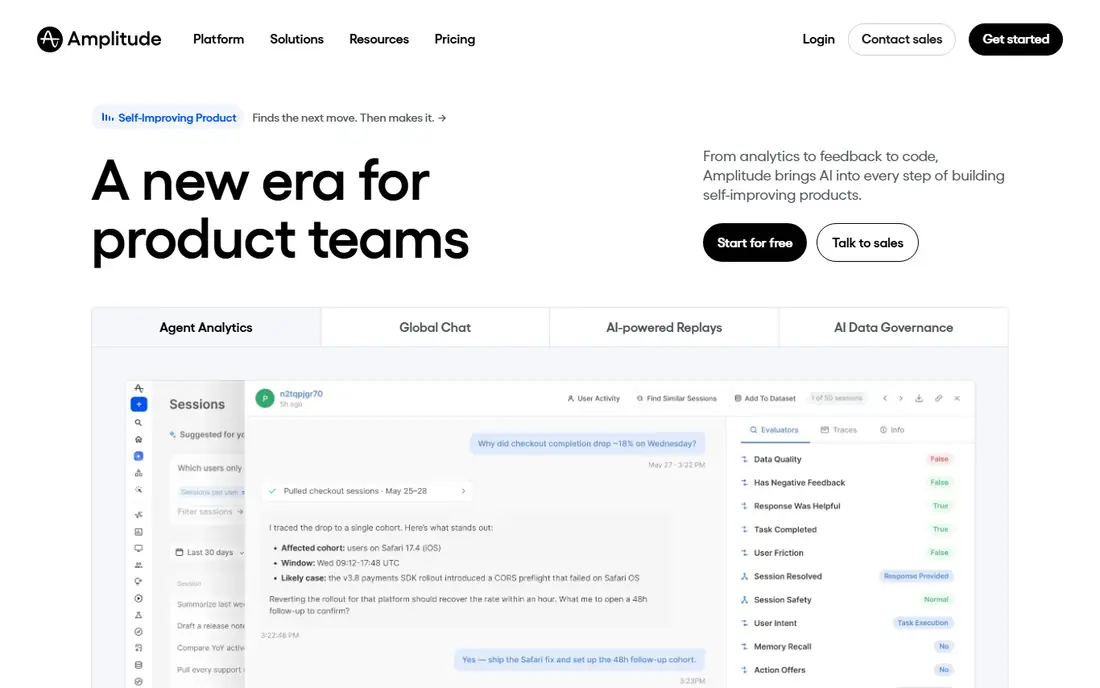 Amplitude homepage