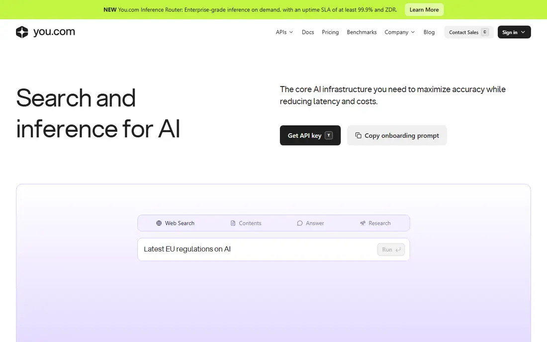You.com homepage