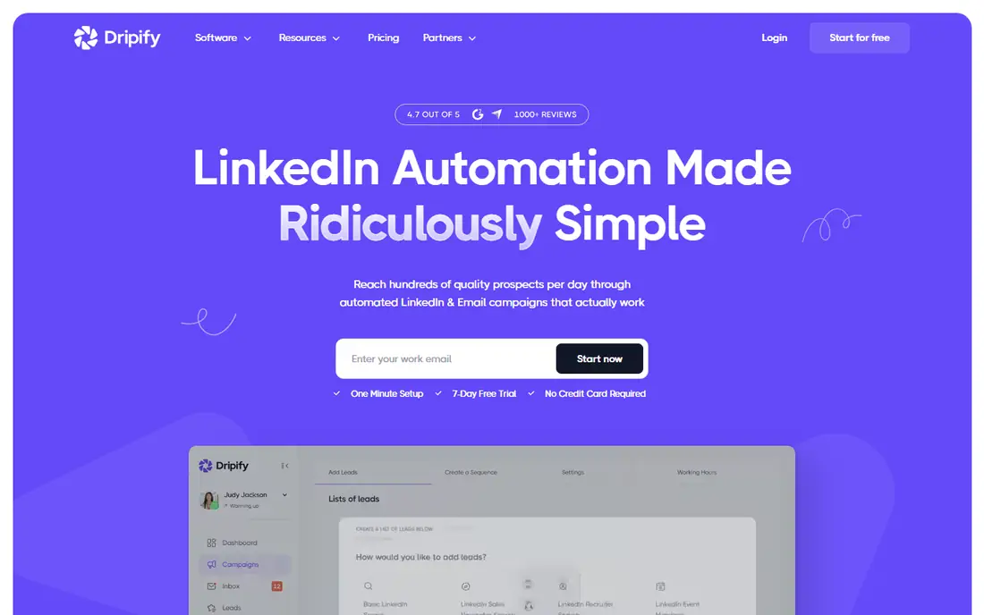Dripify homepage