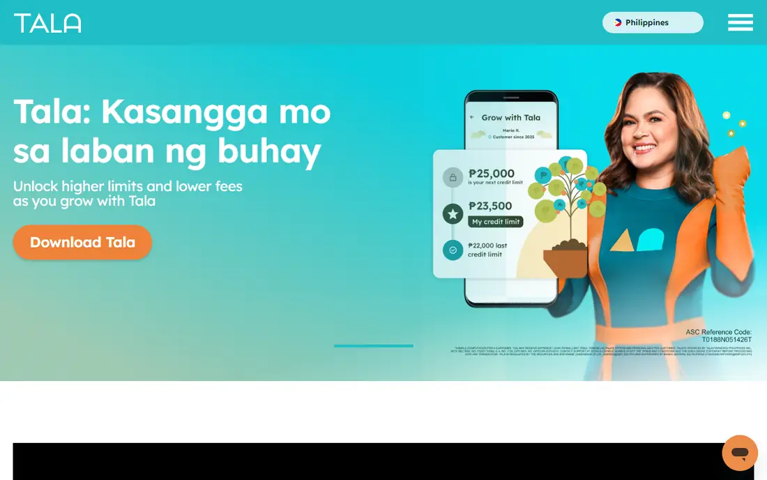Tala homepage