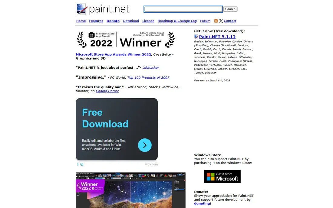 Paint.NET homepage