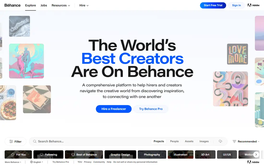 Behance homepage