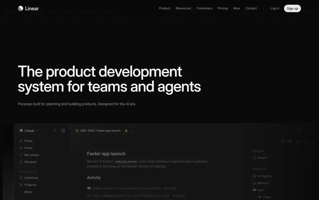Linear homepage