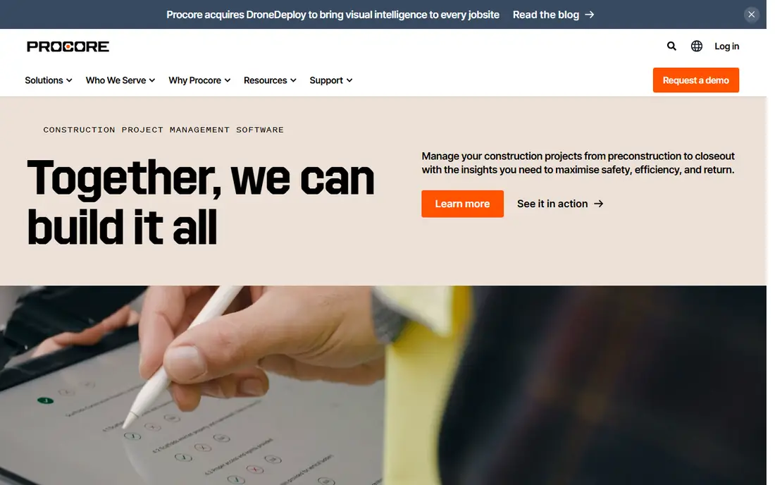 Procore homepage