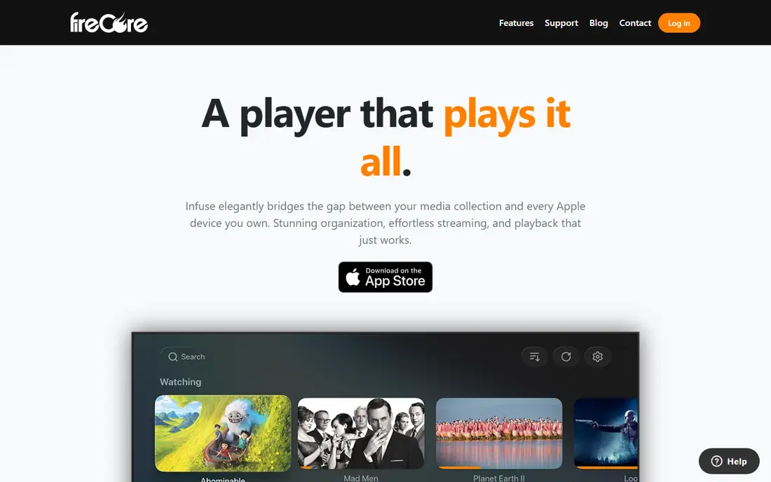 Infuse homepage