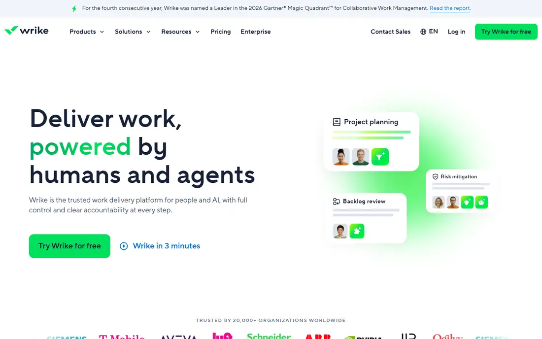 Wrike homepage