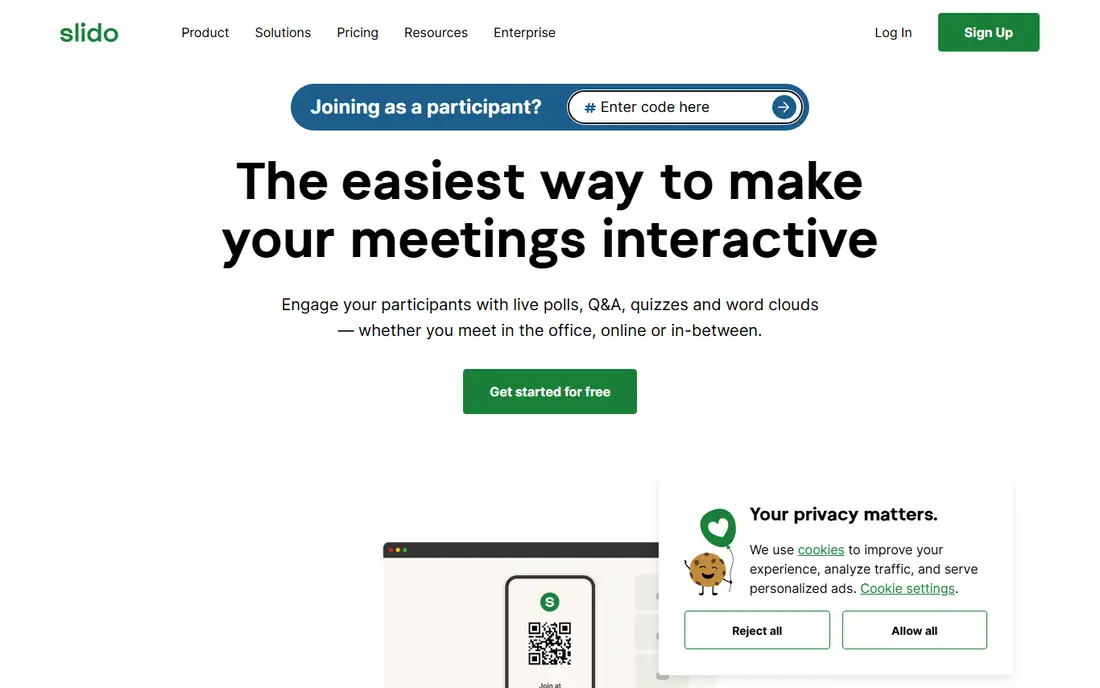 Slido homepage