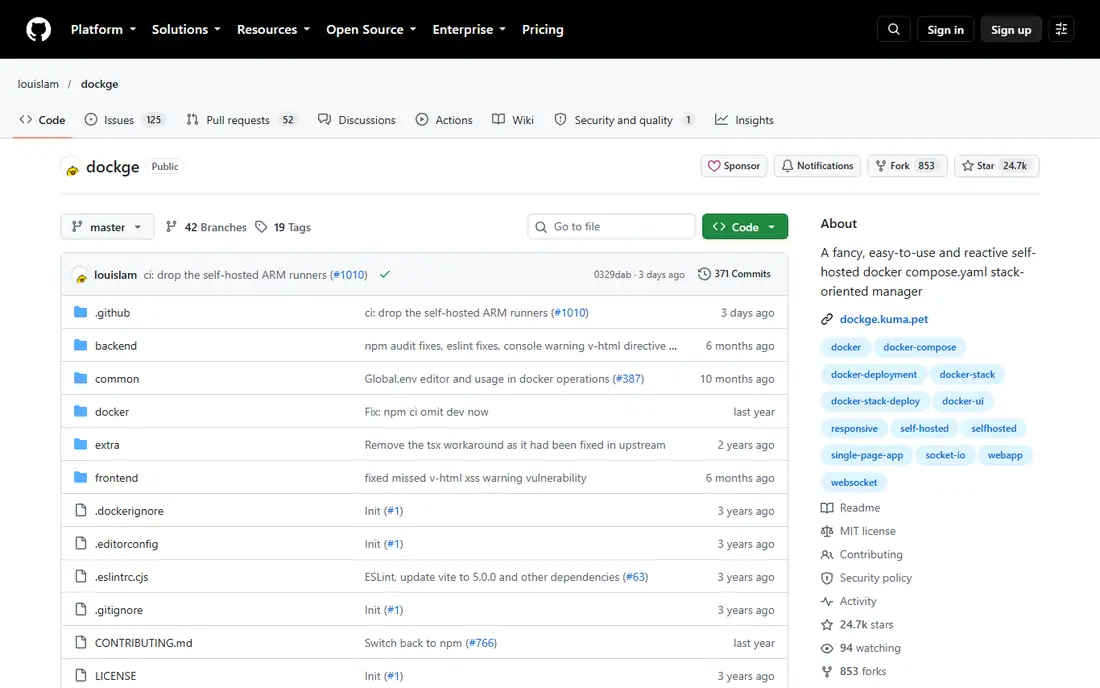 Dockge homepage