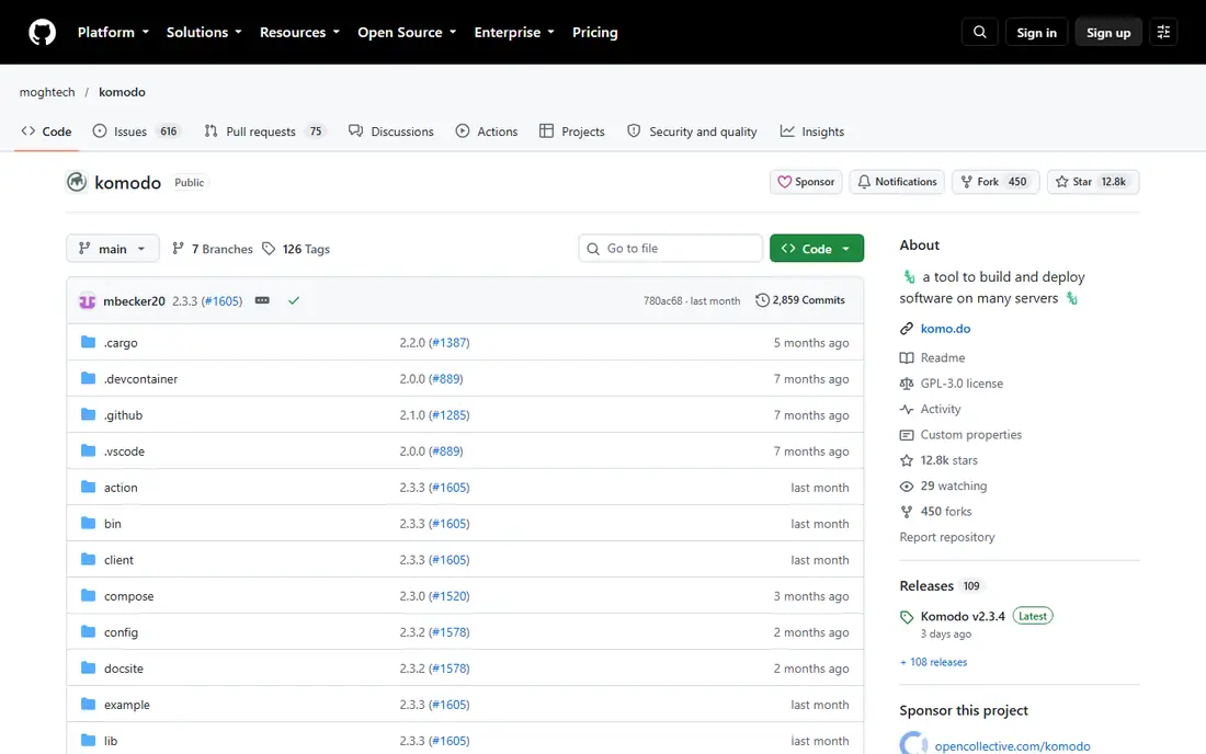 Komodo homepage