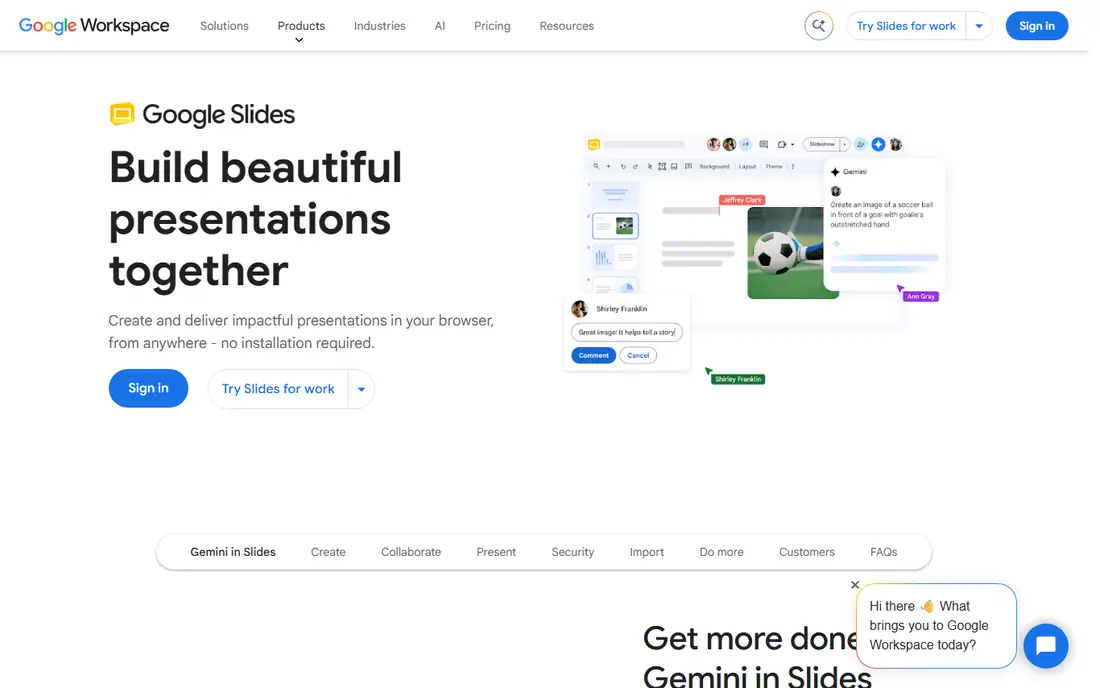 Google Slides homepage