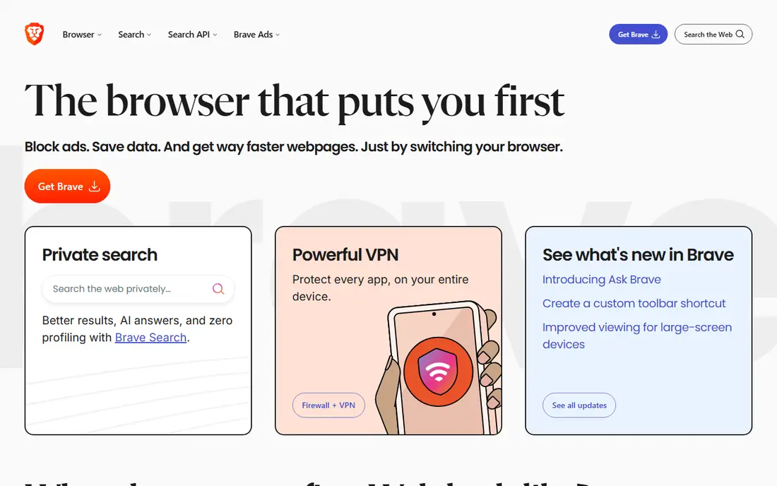 Brave homepage