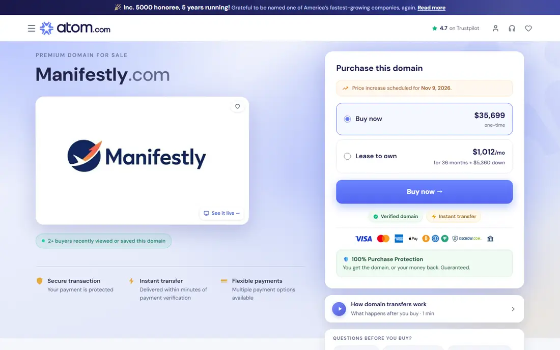 Manifestly homepage