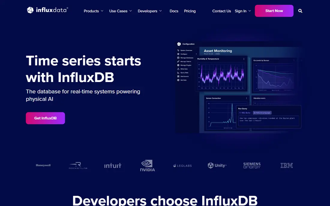 InfluxDB homepage