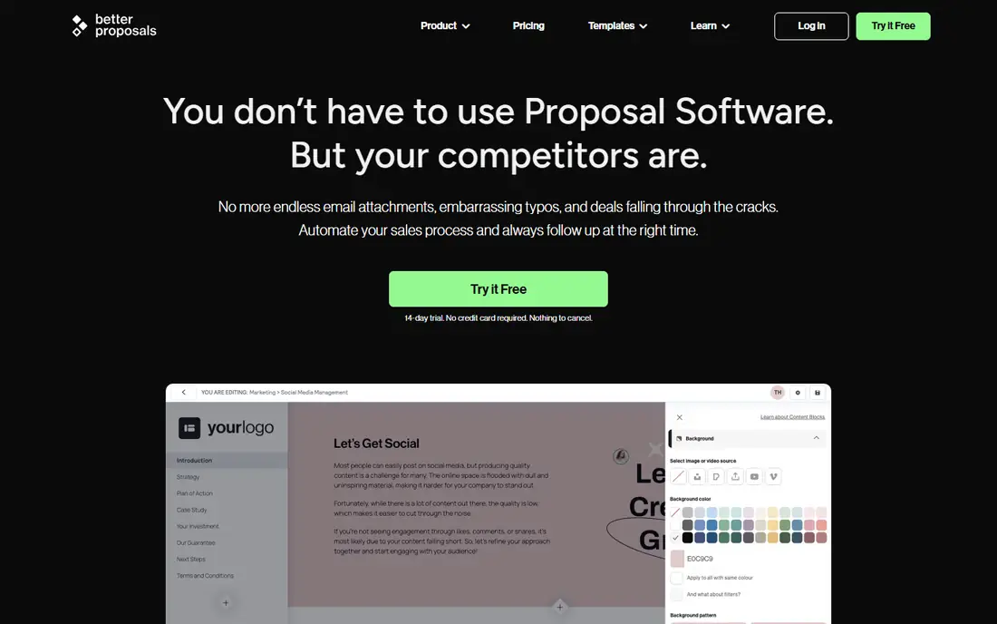 Better Proposals homepage