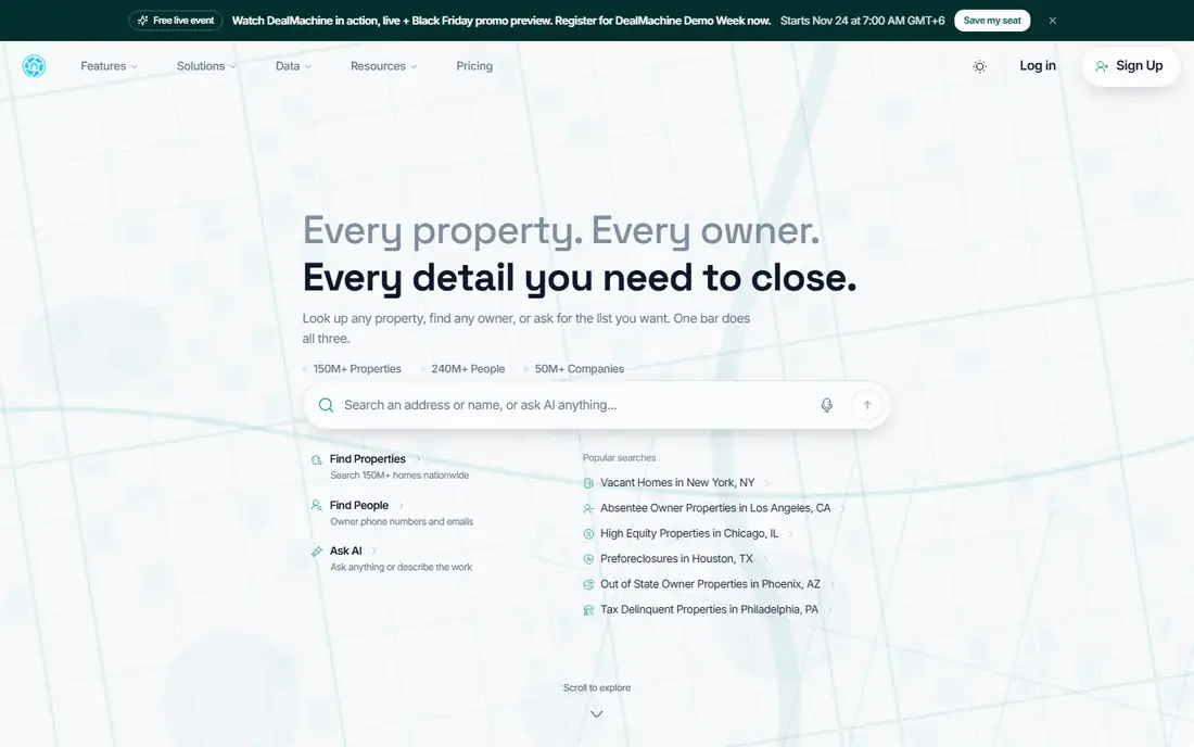 DealMachine homepage