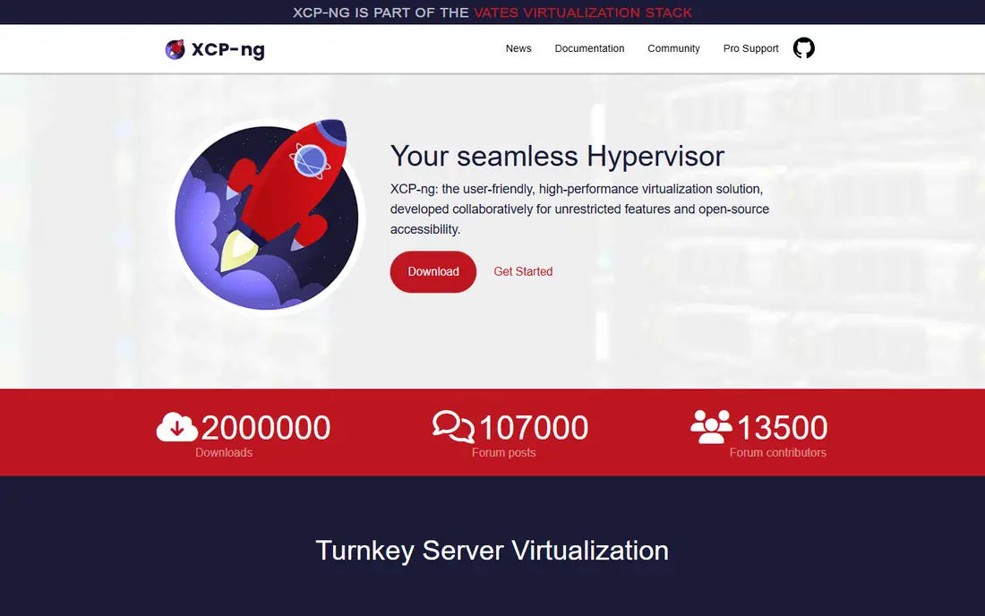 XCP-ng homepage