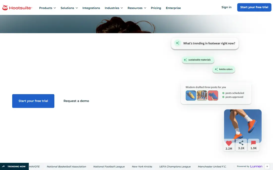 Hootsuite homepage