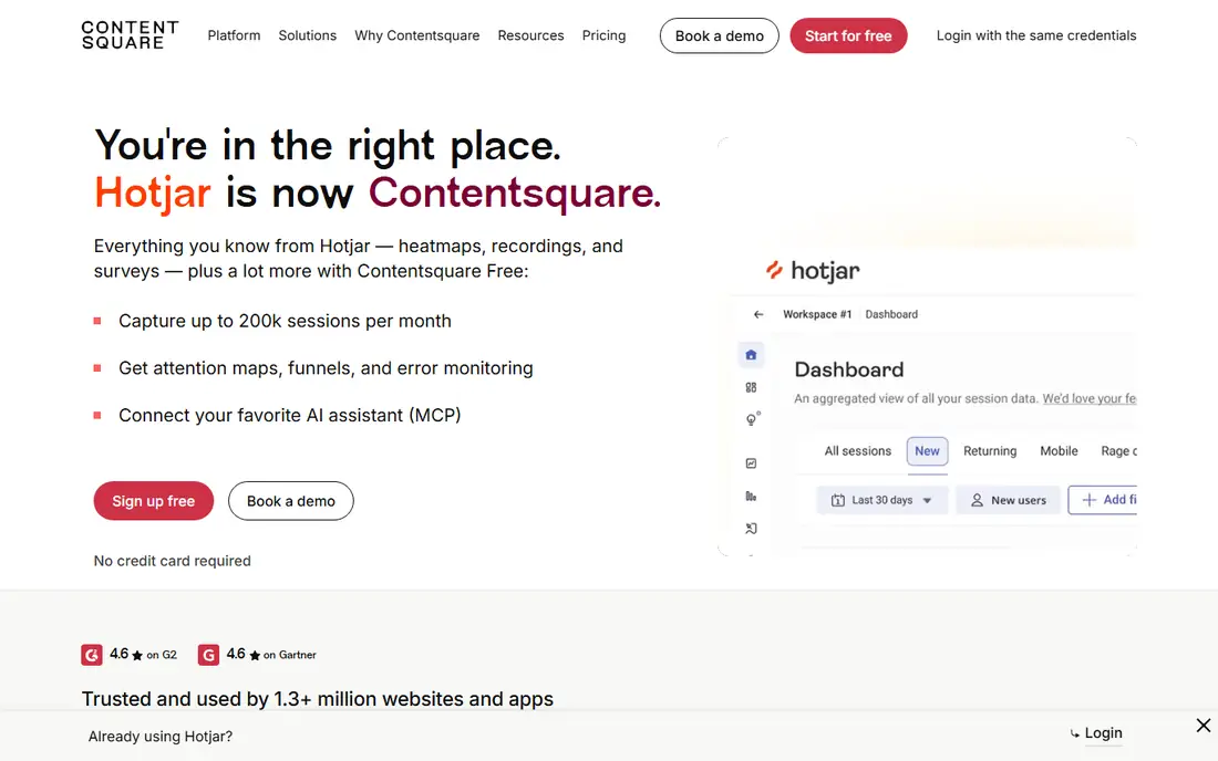 Hotjar homepage
