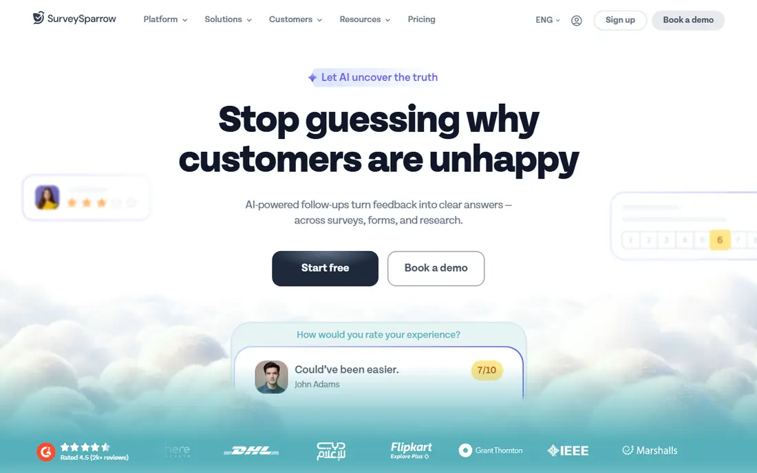 SurveySparrow homepage