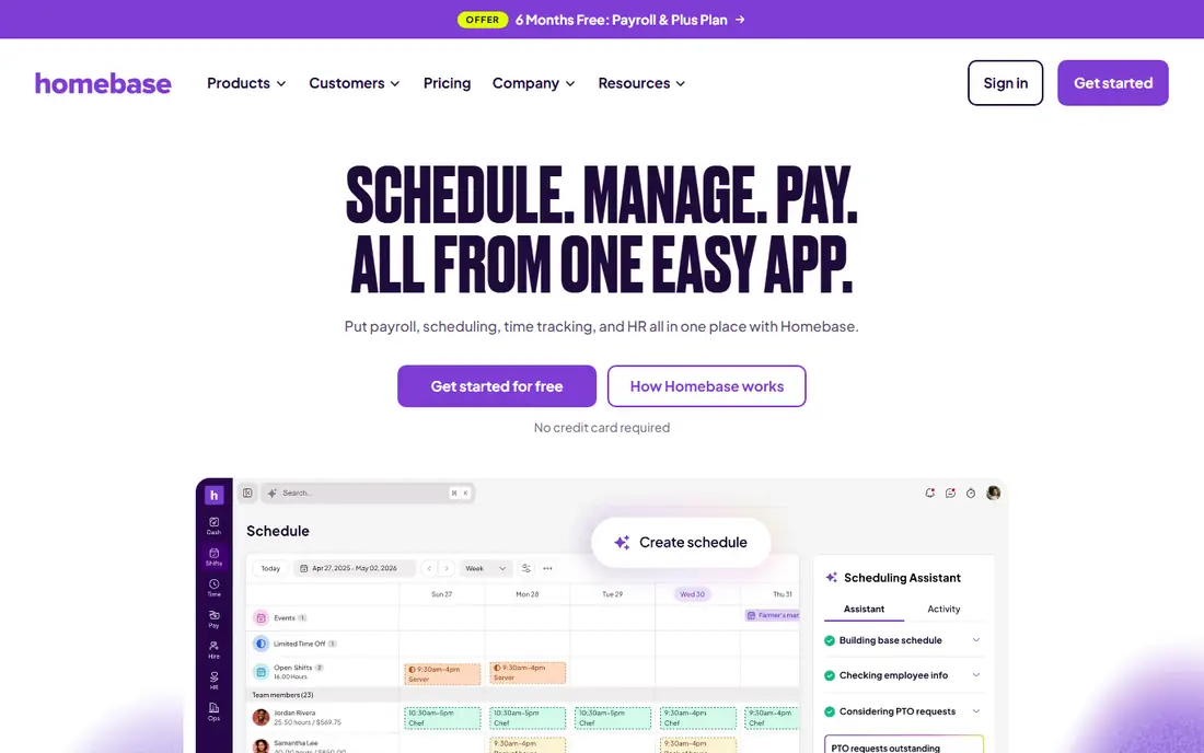 Homebase homepage