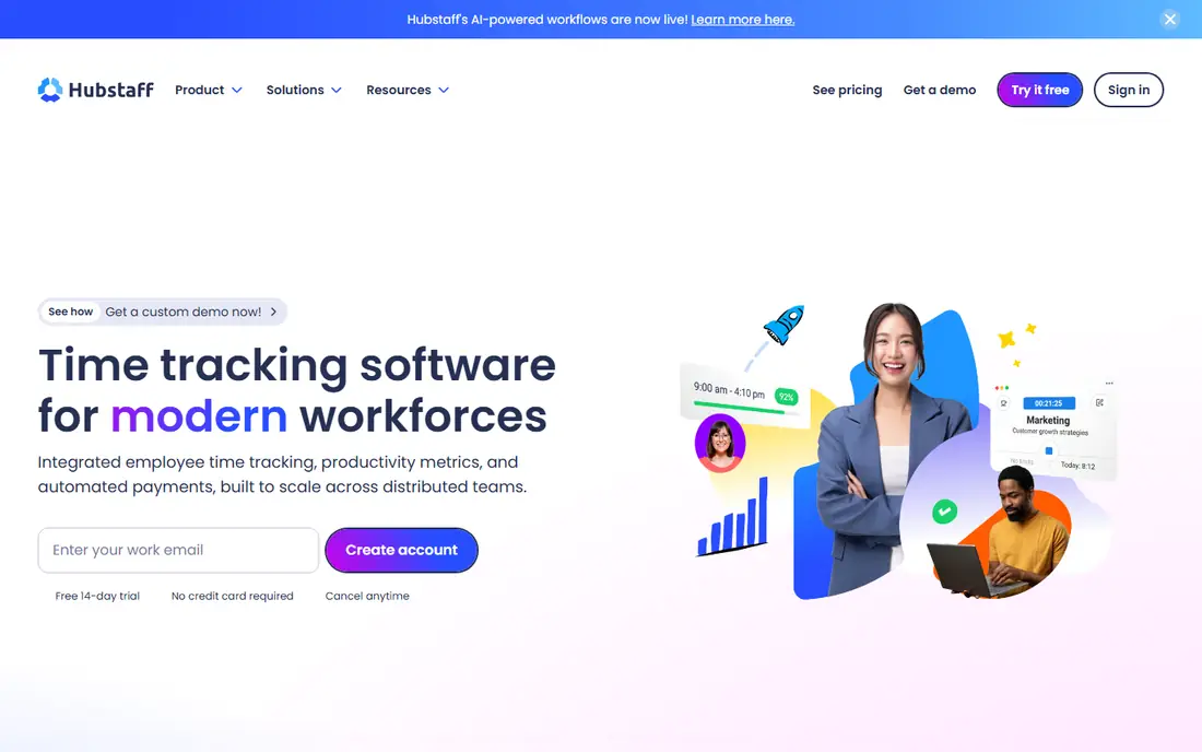 Hubstaff homepage