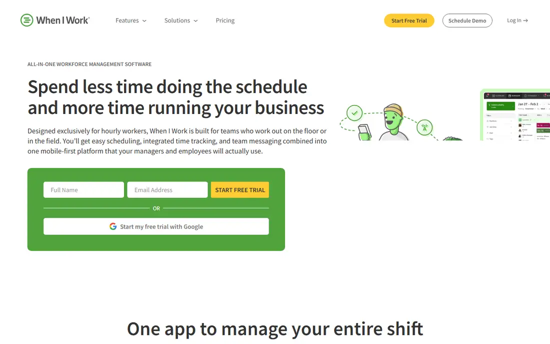 When I Work homepage