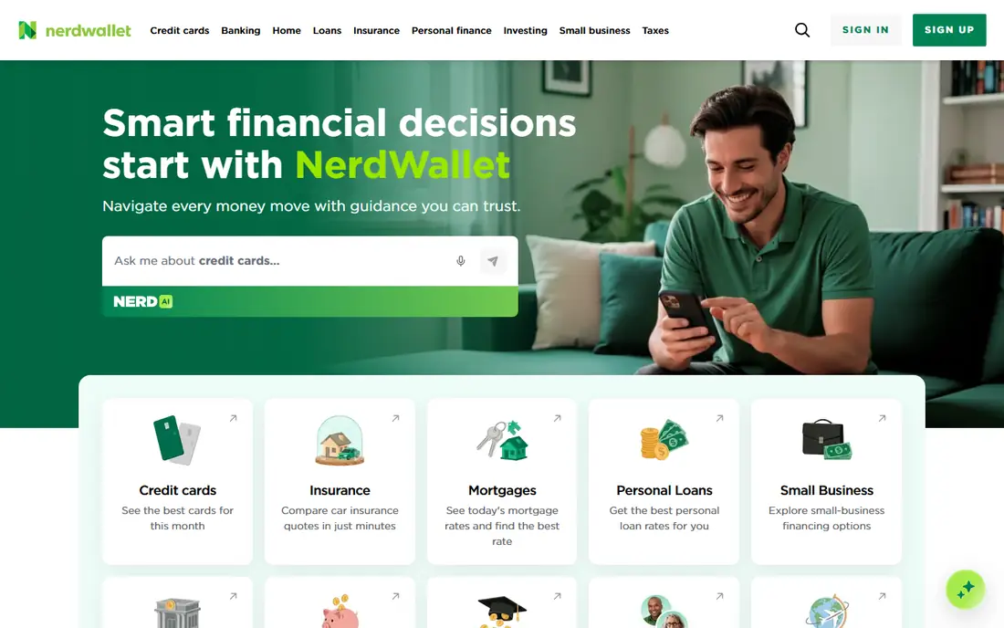 NerdWallet homepage