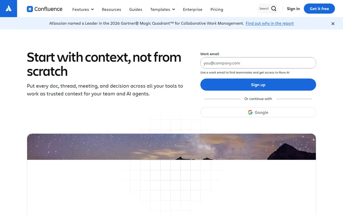 Confluence homepage