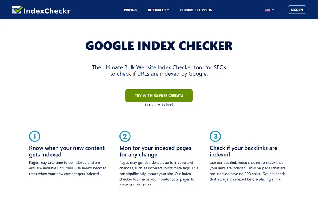 IndexCheckr homepage