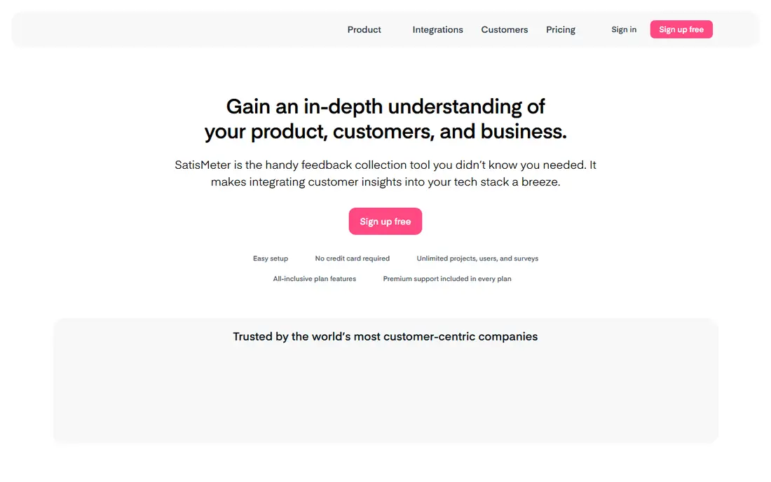 SatisMeter homepage