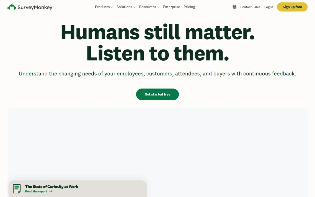 SurveyMonkey homepage