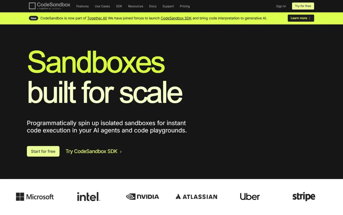 CodeSandbox homepage
