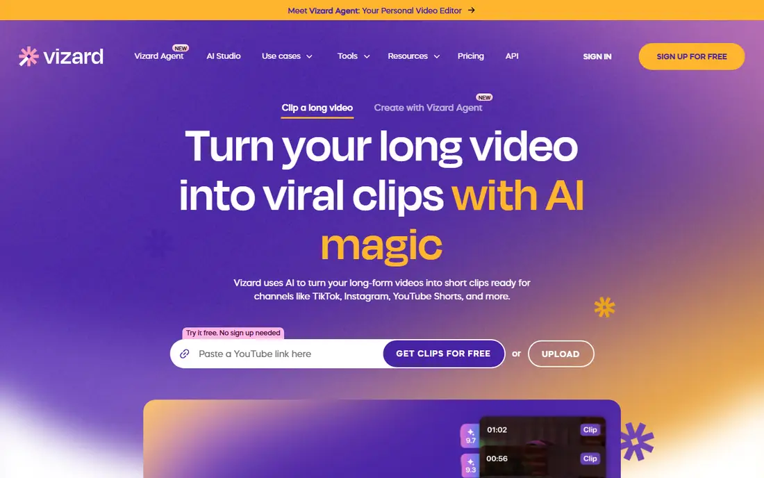 Vizard homepage