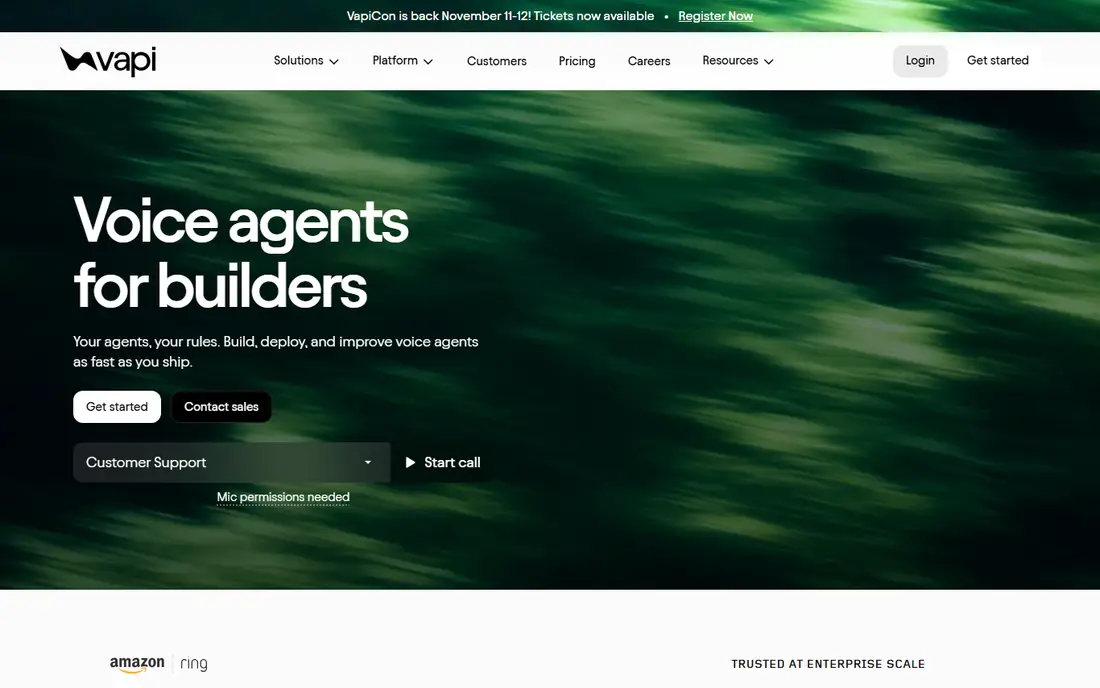Vapi homepage