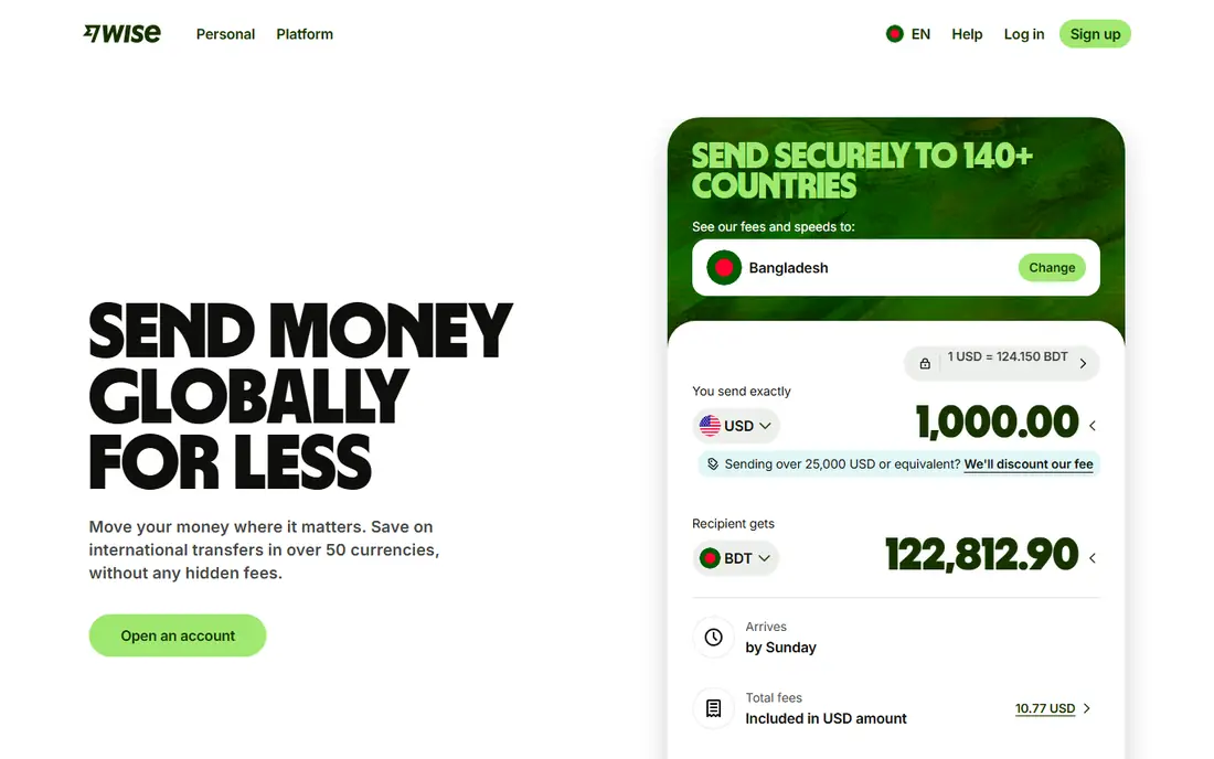 Wise homepage