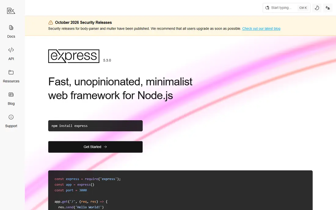 Express.js homepage