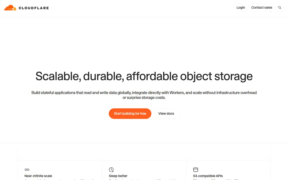 Cloudflare R2 homepage