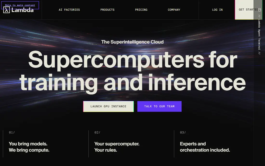 Lambda Cloud homepage