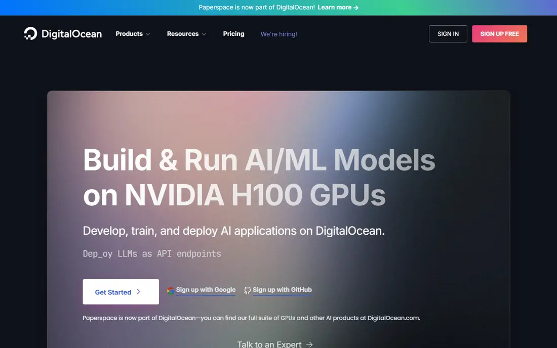 Paperspace homepage