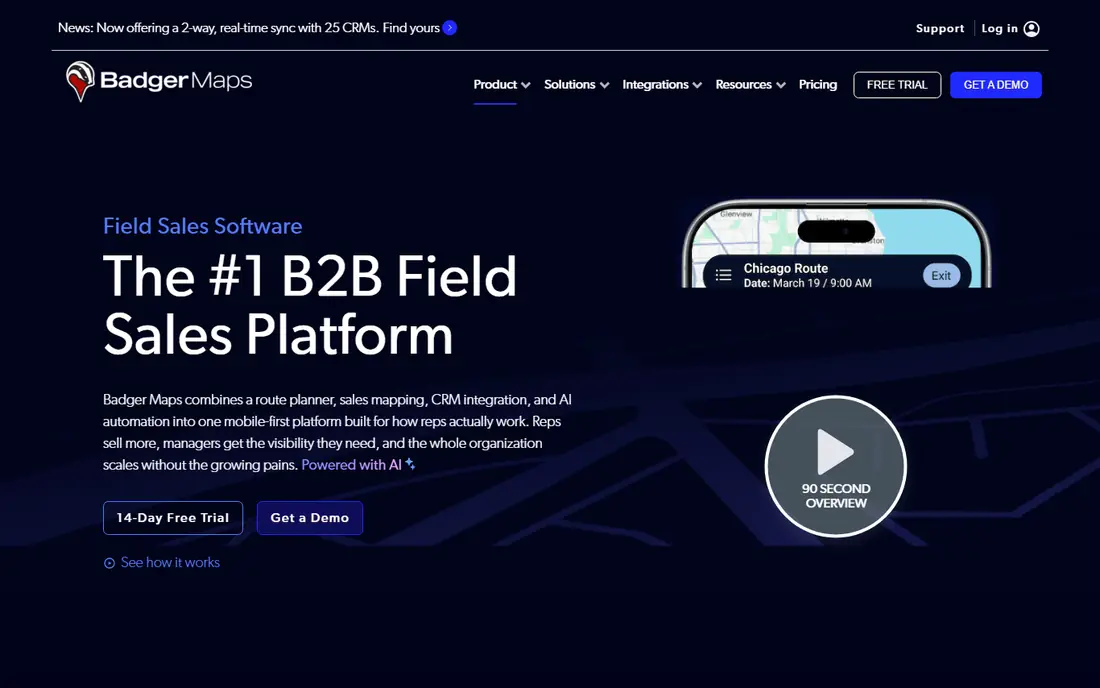 Badger Maps homepage