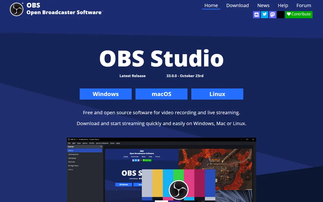 OBS Studio homepage