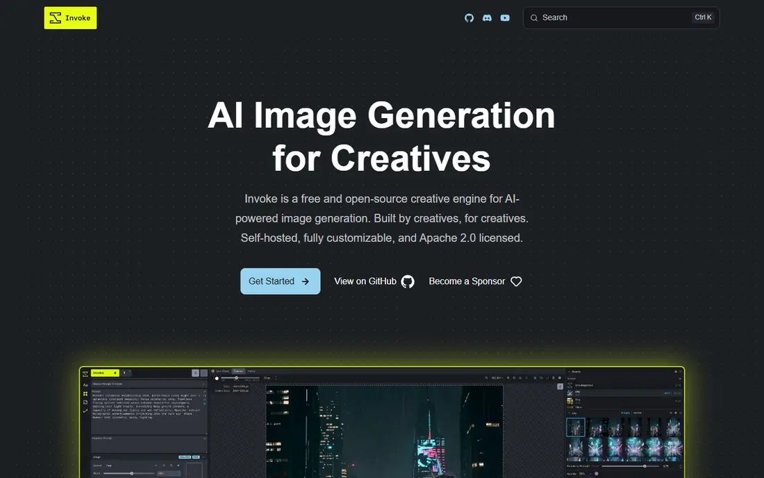 InvokeAI homepage
