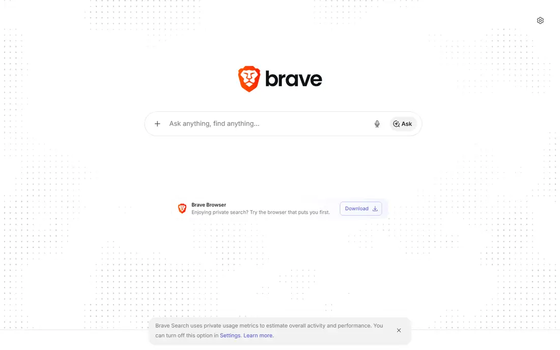 Brave Search homepage