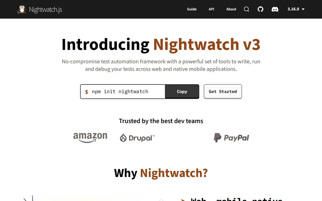 Nightwatch homepage