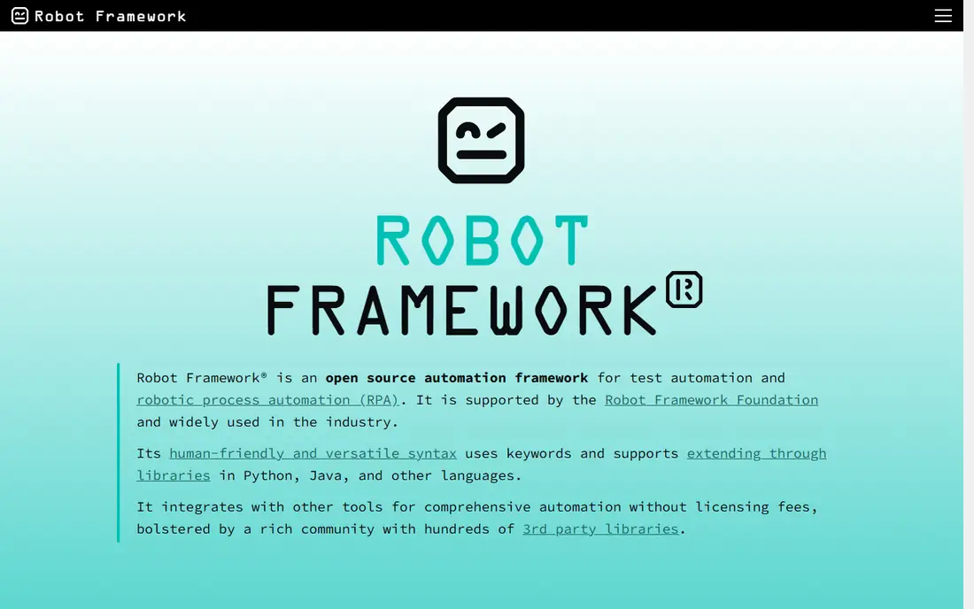 Robot Framework homepage