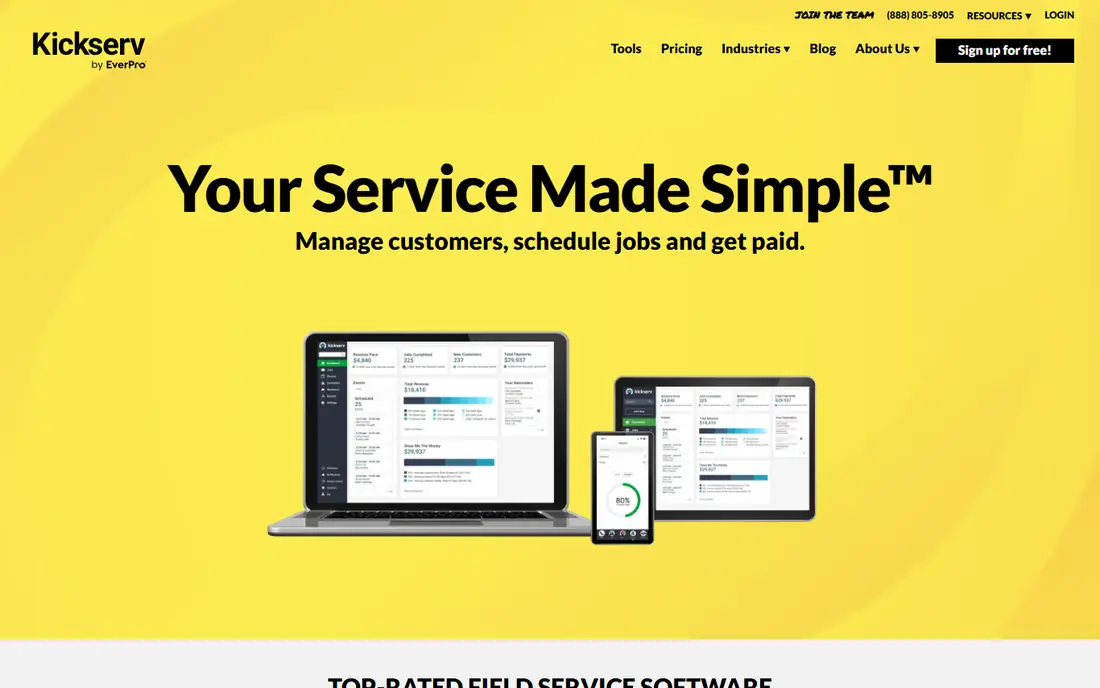Kickserv homepage