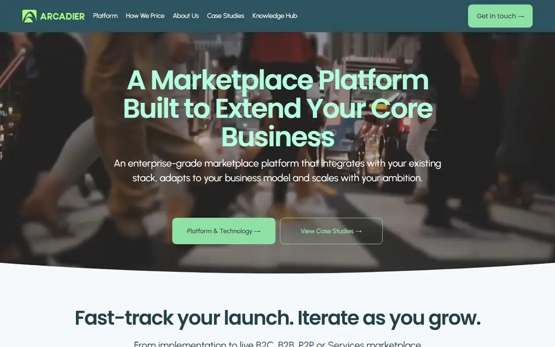 Arcadier homepage