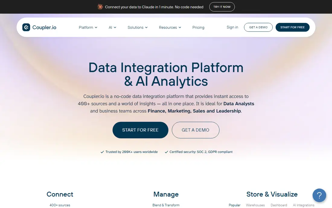 Coupler.io homepage