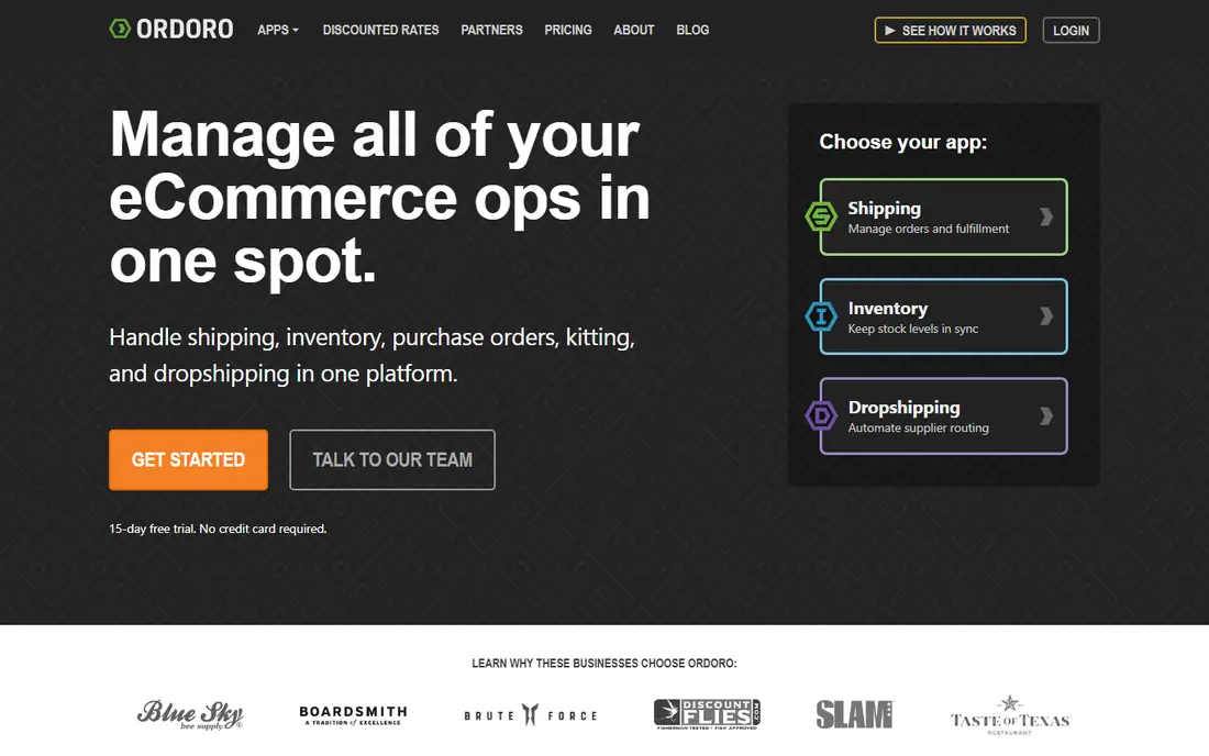 Ordoro homepage